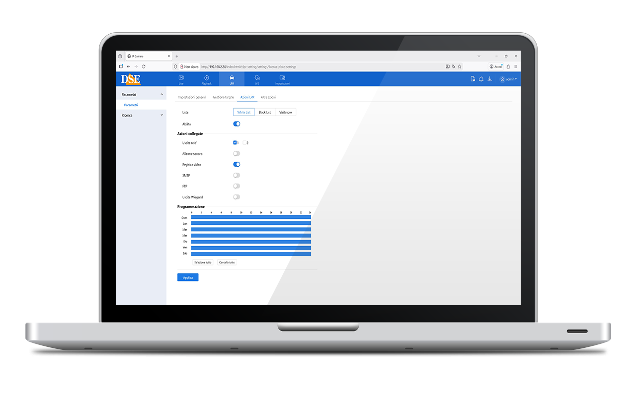 Controllo telecamera IP da browser